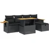 Image de vidaXL - 6-delige - Loungeset - met - kussens - poly - rattan - zwart