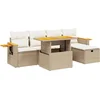 Image de vidaXL - 6-delige - Loungeset - met - kussens - poly - rattan - beige