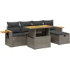 Image de vidaXL - 6-delige - Loungeset - met - kussens - poly - rattan - grijs