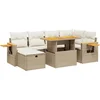 Image de vidaXL - 7-delige - Loungeset - met - kussens - poly - rattan - beige