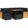 Image de vidaXL - 7-delige - Loungeset - met - kussens - poly - rattan - zwart