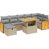 Image de vidaXL - 8-delige - Loungeset - met - kussens - poly - rattan - beige