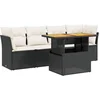 Image de vidaXL - 5-delige - Loungeset - met - kussens - poly - rattan - zwart