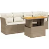 Image de vidaXL - 5-delige - Loungeset - met - kussens - poly - rattan - beige