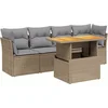 Image de vidaXL - 5-delige - Loungeset - met - kussens - poly - rattan - beige