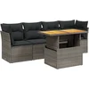 Image de vidaXL - 5-delige - Loungeset - met - kussens - poly - rattan - grijs