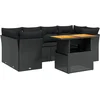 Image de vidaXL - 7-delige - Loungeset - met - kussens - poly - rattan - zwart