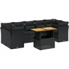 Image de vidaXL - 8-delige - Loungeset - met - kussens - poly - rattan - zwart