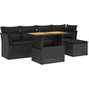 Image de vidaXL - 6-delige - Loungeset - met - kussens - poly - rattan - zwart