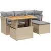 Image de vidaXL - 6-delige - Loungeset - met - kussens - poly - rattan - beige