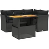 Image de vidaXL - 5-delige - Loungeset - met - kussens - poly - rattan - zwart