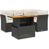 Image de vidaXL - 5-delige - Loungeset - met - kussens - poly - rattan - zwart
