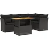 Image de vidaXL - 5-delige - Loungeset - met - kussens - poly - rattan - zwart