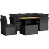 Image de vidaXL - 5-delige - Loungeset - met - kussens - poly - rattan - zwart