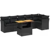 Image de vidaXL - 7-delige - Loungeset - met - kussens - poly - rattan - zwart