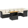 Image de vidaXL - 7-delige - Loungeset - met - kussens - poly - rattan - zwart