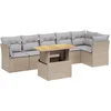 Image de vidaXL - 7-delige - Loungeset - met - kussens - poly - rattan - beige