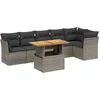 Image de vidaXL - 7-delige - Loungeset - met - kussens - poly - rattan - grijs