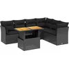 Image de vidaXL - 7-delige - Loungeset - met - kussens - poly - rattan - zwart