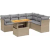 Image de vidaXL - 7-delige - Loungeset - met - kussens - poly - rattan - beige