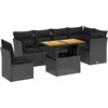 Image de vidaXL - 7-delige - Loungeset - met - kussens - poly - rattan - zwart