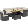 Image de vidaXL - 7-delige - Loungeset - met - kussens - poly - rattan - zwart