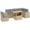 Image de vidaXL - 7-delige - Loungeset - met - kussens - poly - rattan - beige