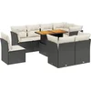 Image de vidaXL - 9-delige - Loungeset - met - kussens - poly - rattan - zwart