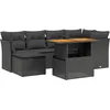 Image de vidaXL - 7-delige - Loungeset - met - kussens - poly - rattan - zwart