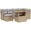 Image de vidaXL - 7-delige - Loungeset - met - kussens - poly - rattan - beige