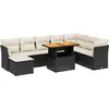 Image de vidaXL - 9-delige - Loungeset - met - kussens - poly - rattan - zwart