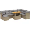 Image de vidaXL - 9-delige - Loungeset - met - kussens - poly - rattan - beige