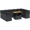 Image de vidaXL - 10-delige - Loungeset - met - kussens - poly - rattan - zwart