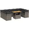 Image de vidaXL - 10-delige - Loungeset - met - kussens - poly - rattan - grijs