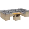 Image de vidaXL - 11-delige - Tuinset - met - kussens - poly - rattan - beige