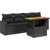 Image de vidaXL - 5-delige - Loungeset - met - kussens - poly - rattan - zwart