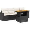 Image de vidaXL - 5-delige - Loungeset - met - kussens - poly - rattan - zwart