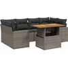 Image de vidaXL - 7-delige - Loungeset - met - kussens - poly - rattan - grijs