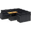 Image de vidaXL - 9-delige - Loungeset - met - kussens - poly - rattan - zwart