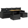 Image de vidaXL - 6-delige - Loungeset - met - kussens - poly - rattan - zwart