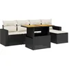 Image de vidaXL - 6-delige - Loungeset - met - kussens - poly - rattan - zwart