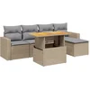 Image de vidaXL - 6-delige - Loungeset - met - kussens - poly - rattan - beige