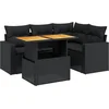 Image de vidaXL - 5-delige - Loungeset - met - kussens - poly - rattan - zwart