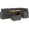 Image de vidaXL - 6-delige - Loungeset - met - kussens - poly - rattan - zwart