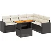 Image de vidaXL - 7-delige - Loungeset - met - kussens - poly - rattan - zwart