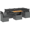 Image de vidaXL - 7-delige - Loungeset - met - kussens - poly - rattan - zwart