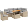 Image de vidaXL - 7-delige - Loungeset - met - kussens - poly - rattan - beige