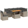 Image de vidaXL - 7-delige - Loungeset - met - kussens - poly - rattan - grijs