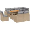 Image de vidaXL - 9-delige - Loungeset - met - kussens - poly - rattan - beige