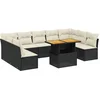 Image de vidaXL - 10-delige - Loungeset - met - kussens - poly - rattan - zwart